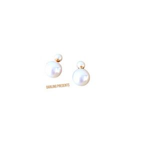 Pearl Double Sided Earrings Women Color White & Gold